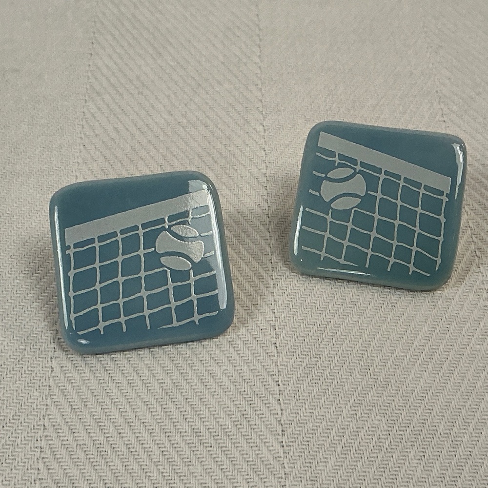 Porcelain 80’s Tennis Theme Earrings